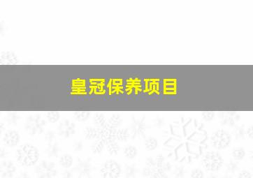 皇冠保养项目