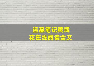 盗墓笔记藏海花在线阅读全文