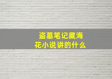 盗墓笔记藏海花小说讲的什么