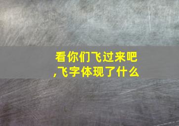 看你们飞过来吧,飞字体现了什么