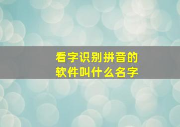 看字识别拼音的软件叫什么名字