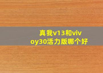 真我v13和vivoy30活力版哪个好