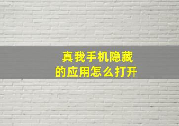 真我手机隐藏的应用怎么打开