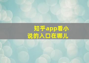 知乎app看小说的入口在哪儿