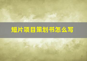 短片项目策划书怎么写