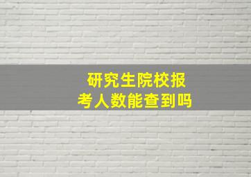 研究生院校报考人数能查到吗