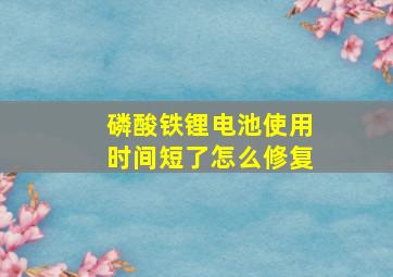 磷酸铁锂电池使用时间短了怎么修复