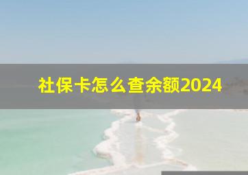 社保卡怎么查余额2024