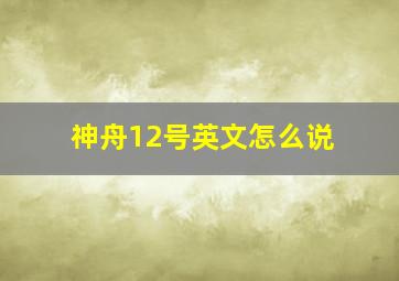 神舟12号英文怎么说