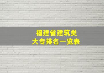 福建省建筑类大专排名一览表