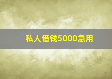 私人借钱5000急用