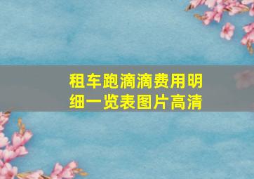 租车跑滴滴费用明细一览表图片高清