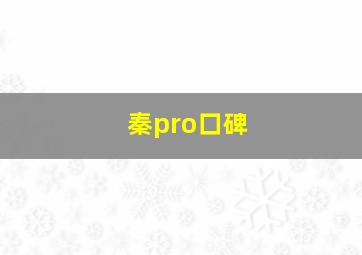 秦pro口碑