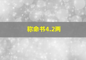 称命书4.2两