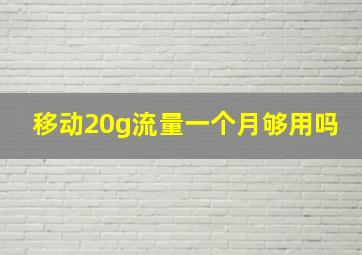 移动20g流量一个月够用吗