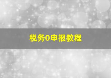 税务0申报教程