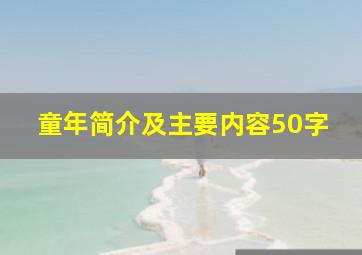 童年简介及主要内容50字