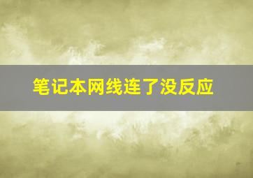 笔记本网线连了没反应