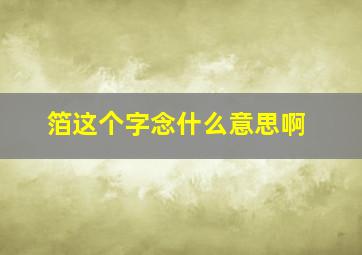 箔这个字念什么意思啊