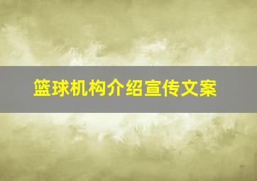 篮球机构介绍宣传文案