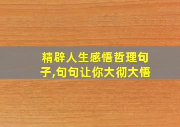 精辟人生感悟哲理句子,句句让你大彻大悟