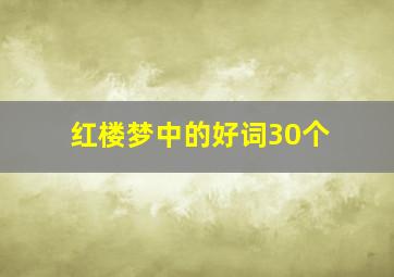 红楼梦中的好词30个