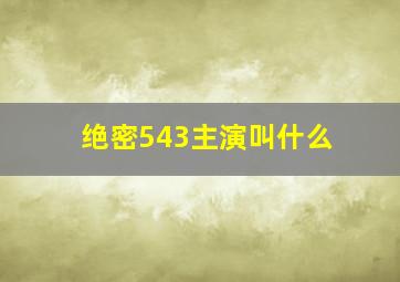 绝密543主演叫什么