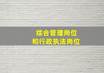 综合管理岗位和行政执法岗位