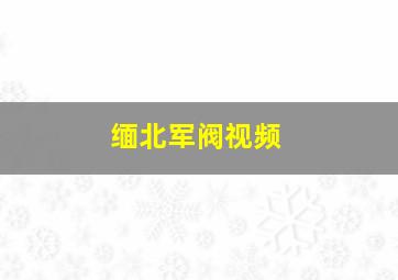 缅北军阀视频