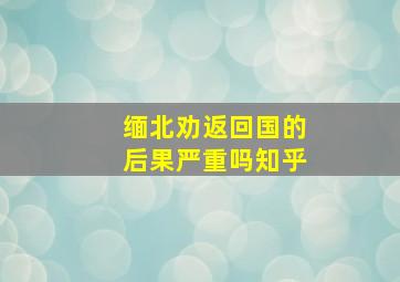 缅北劝返回国的后果严重吗知乎