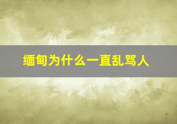 缅甸为什么一直乱骂人