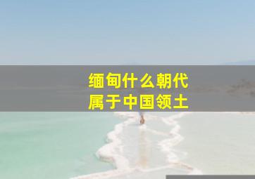 缅甸什么朝代属于中国领土