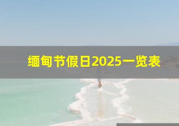 缅甸节假日2025一览表