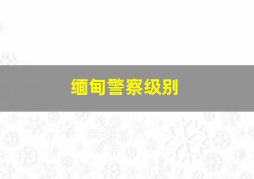 缅甸警察级别