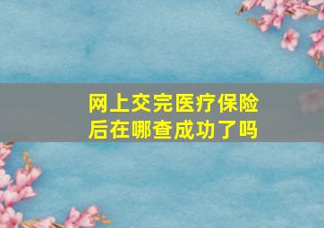 网上交完医疗保险后在哪查成功了吗