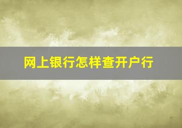 网上银行怎样查开户行