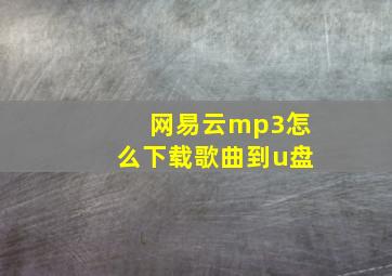 网易云mp3怎么下载歌曲到u盘