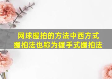 网球握拍的方法中西方式握拍法也称为握手式握拍法