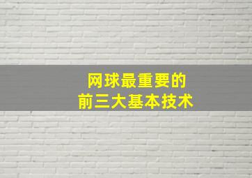 网球最重要的前三大基本技术