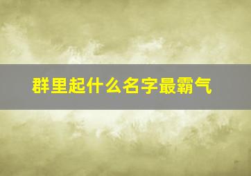 群里起什么名字最霸气