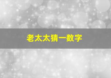 老太太猜一数字