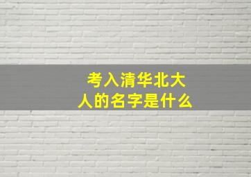 考入清华北大人的名字是什么