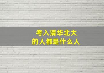 考入清华北大的人都是什么人