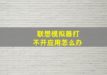 联想模拟器打不开应用怎么办