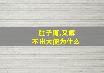 肚子痛,又解不出大便为什么