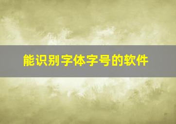 能识别字体字号的软件