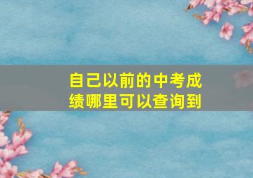 自己以前的中考成绩哪里可以查询到