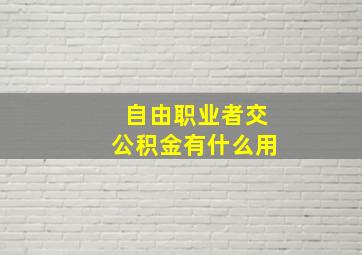 自由职业者交公积金有什么用