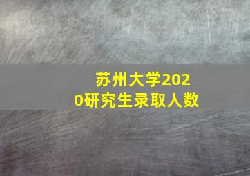 苏州大学2020研究生录取人数