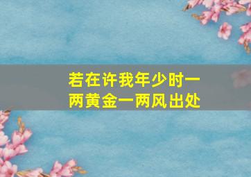 若在许我年少时一两黄金一两风出处